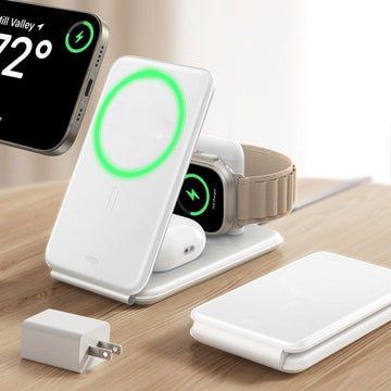 15W 3-in-1 Travel Wireless Charging Set - White - US Plug ESR ESR