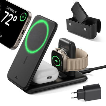 15W 3-in-1 Travel Wireless Charging Set (Bag Included) - Black - EU Plug ESR ESR