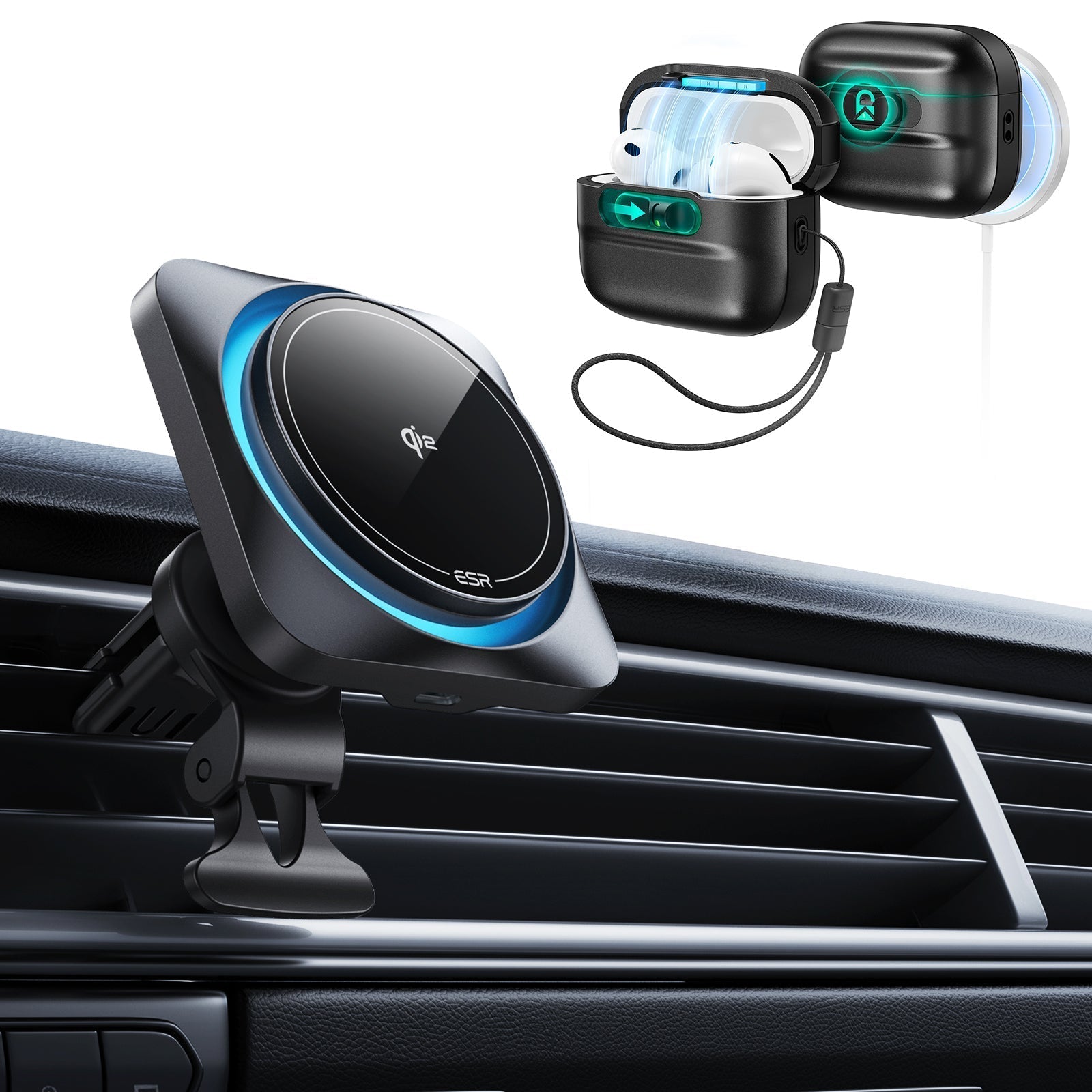 15W CryoBoost Car Charger and AirPods Pro 3 Pulse FlickLock Case Bundle-Black