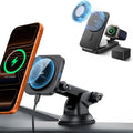 15W Dashboard Wireless Car Charger and 25W CryoBoost Foldable 3-in-1 Charger Bundle - EU Plug–Black
