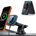 15W Dashboard Wireless Car Charger and Geo Wallet Stand Bundle-Black
