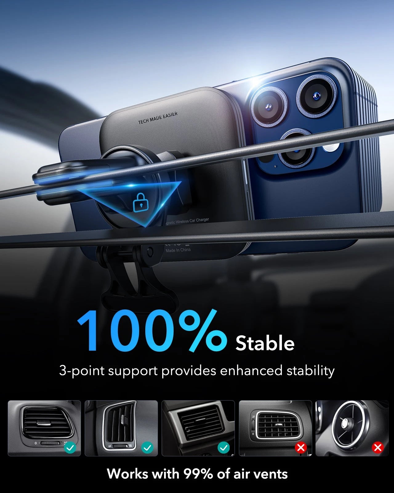 15W Magnetic Wireless Car Charger(Halolock) - Black ESR ESR