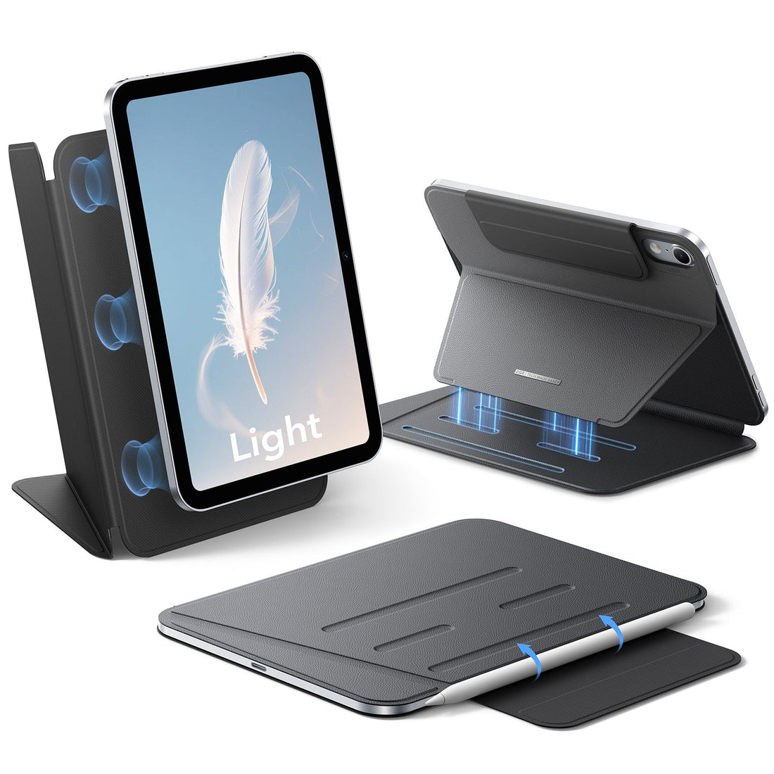 Black iPad mini (A20 Pro) AirStance Magnetic Case -slim,lightweight
