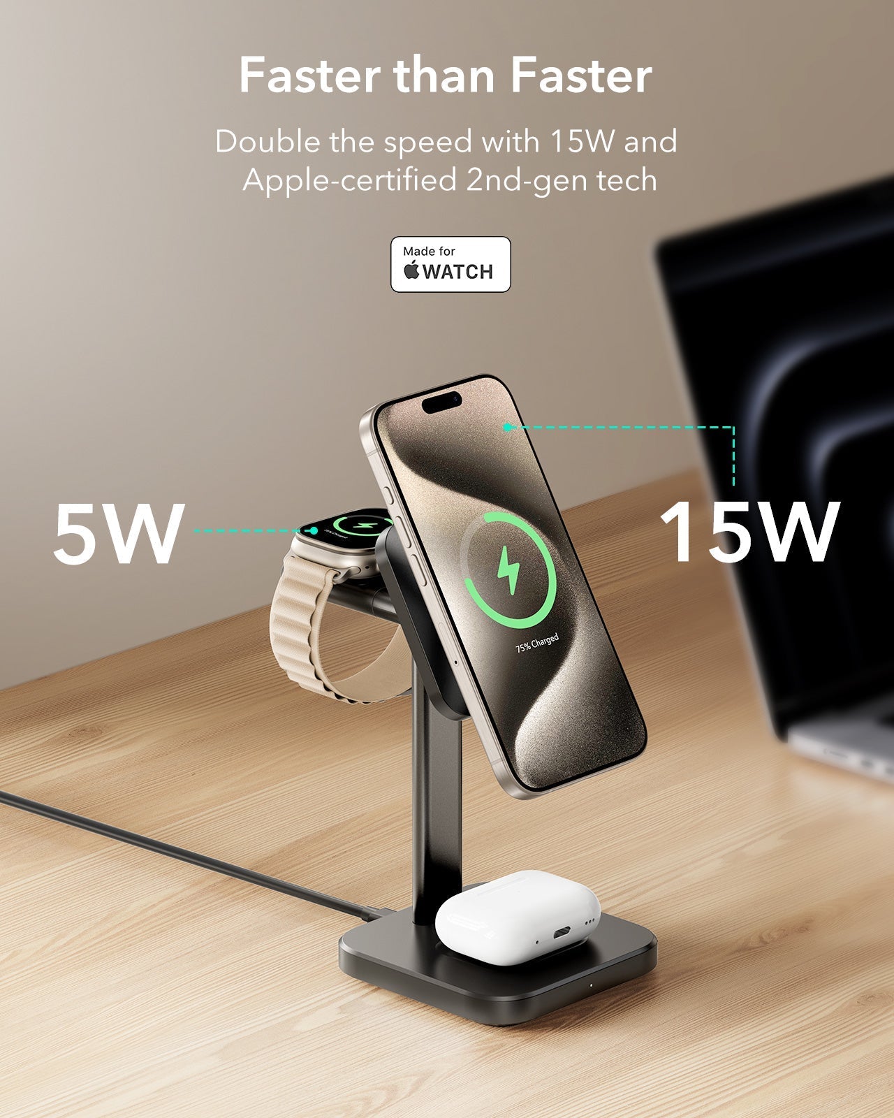 3-in-1 Magnetic Charging Station (15W) - Black - UK PLUG ESR ESR