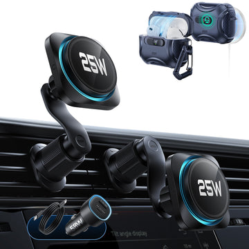 25W CryoBoost Magnetic Car Charger and AirPods Pro 3 FlickLock Case Bundle - Black&Blue