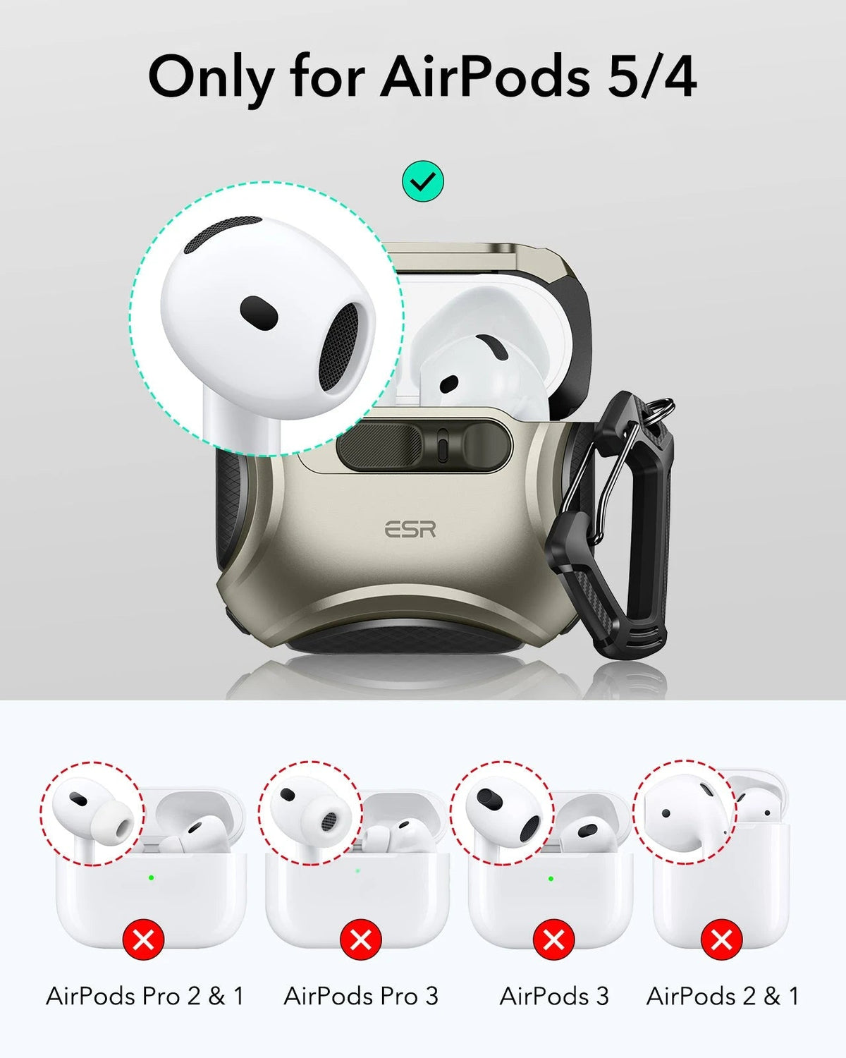 AirPods 5 Cyber FlickLock Magnetic Case - Titanium ESR ESR