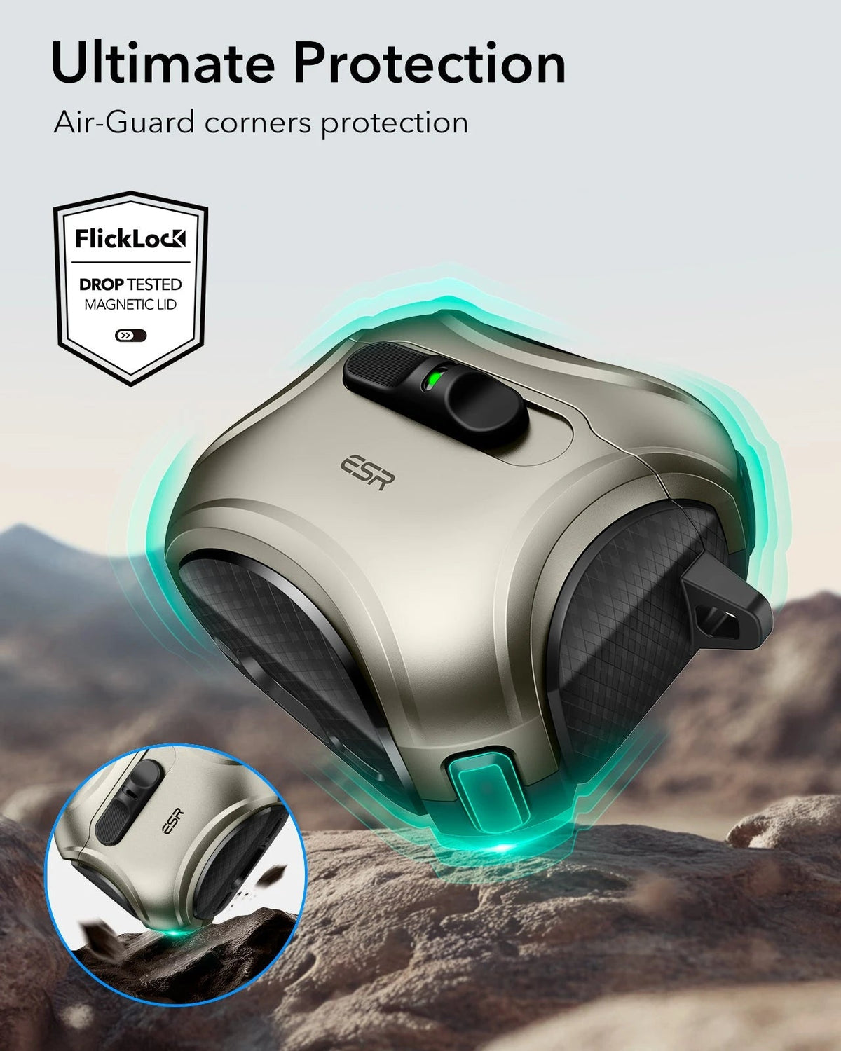 AirPods 5 Cyber FlickLock Magnetic Case - Titanium ESR ESR