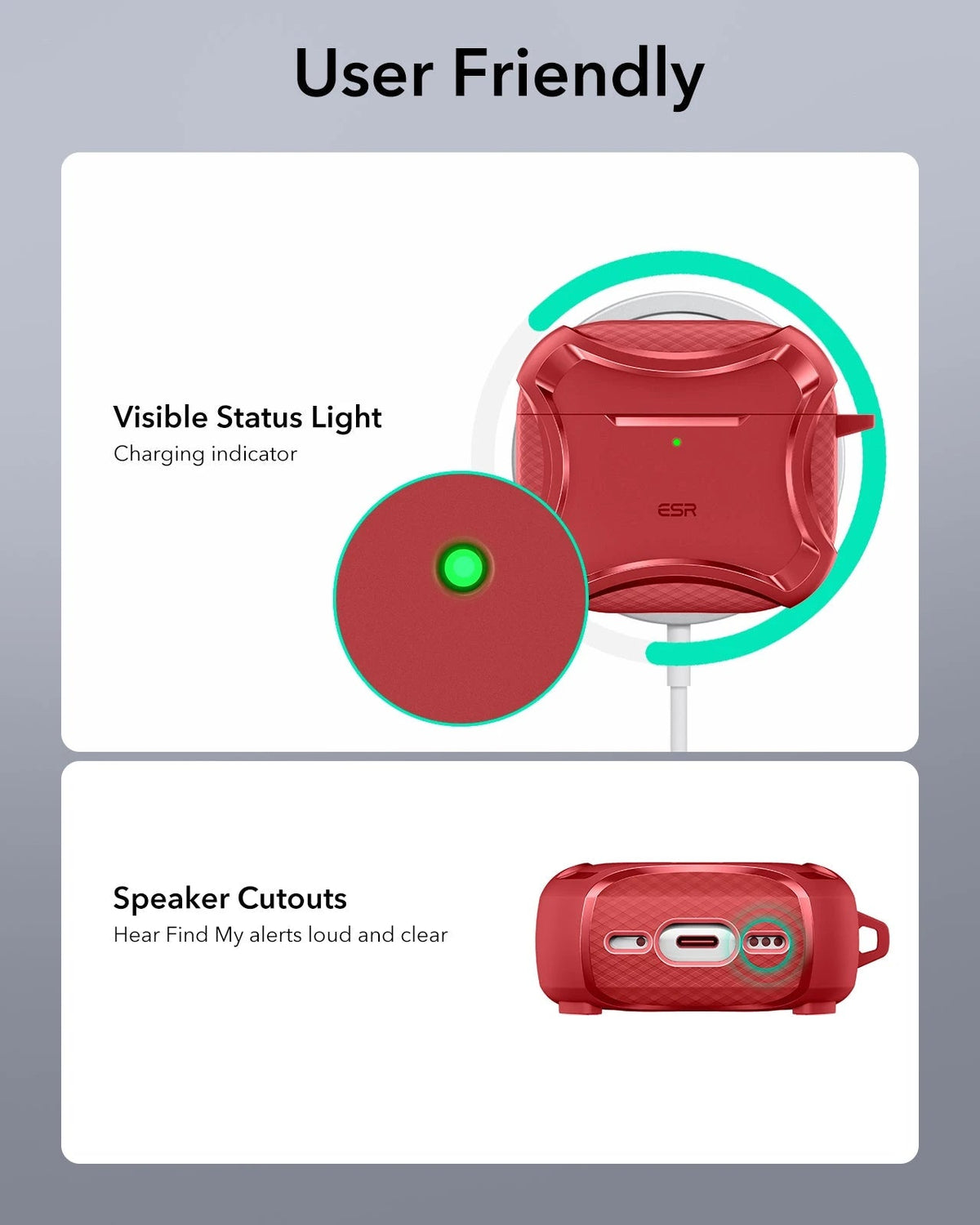 AirPods 5 Cyber Tough Magnetic Case - Red ESR ESR