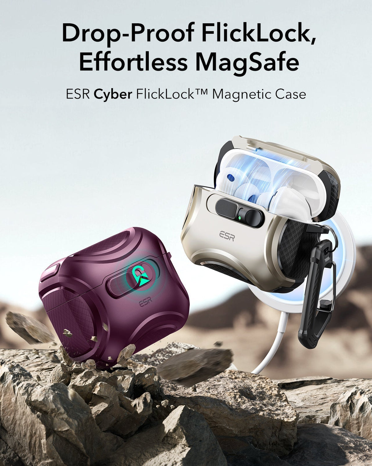 AirPods Pro 3 Cyber FlickLock Magnetic Case - Burgundy ESR ESR