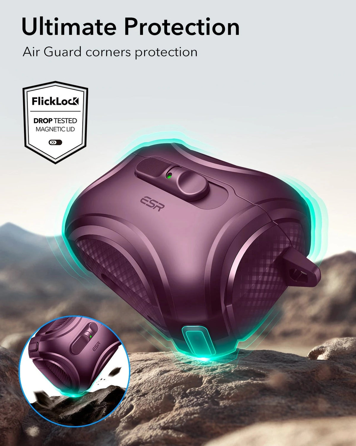 AirPods Pro 3 Cyber FlickLock Magnetic Case - Burgundy ESR ESR