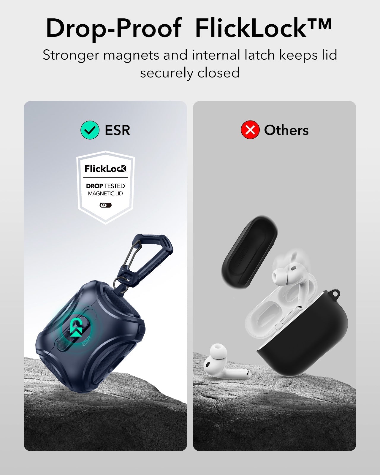 AirPods Pro 3 Dual Style Security Lock Bundle - Navy Blue & Black ESR ESR