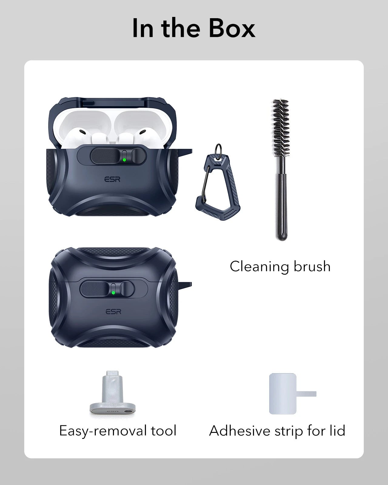 AirPods Pro 3 Dual Style Security Lock Bundle - Navy Blue & Black ESR ESR