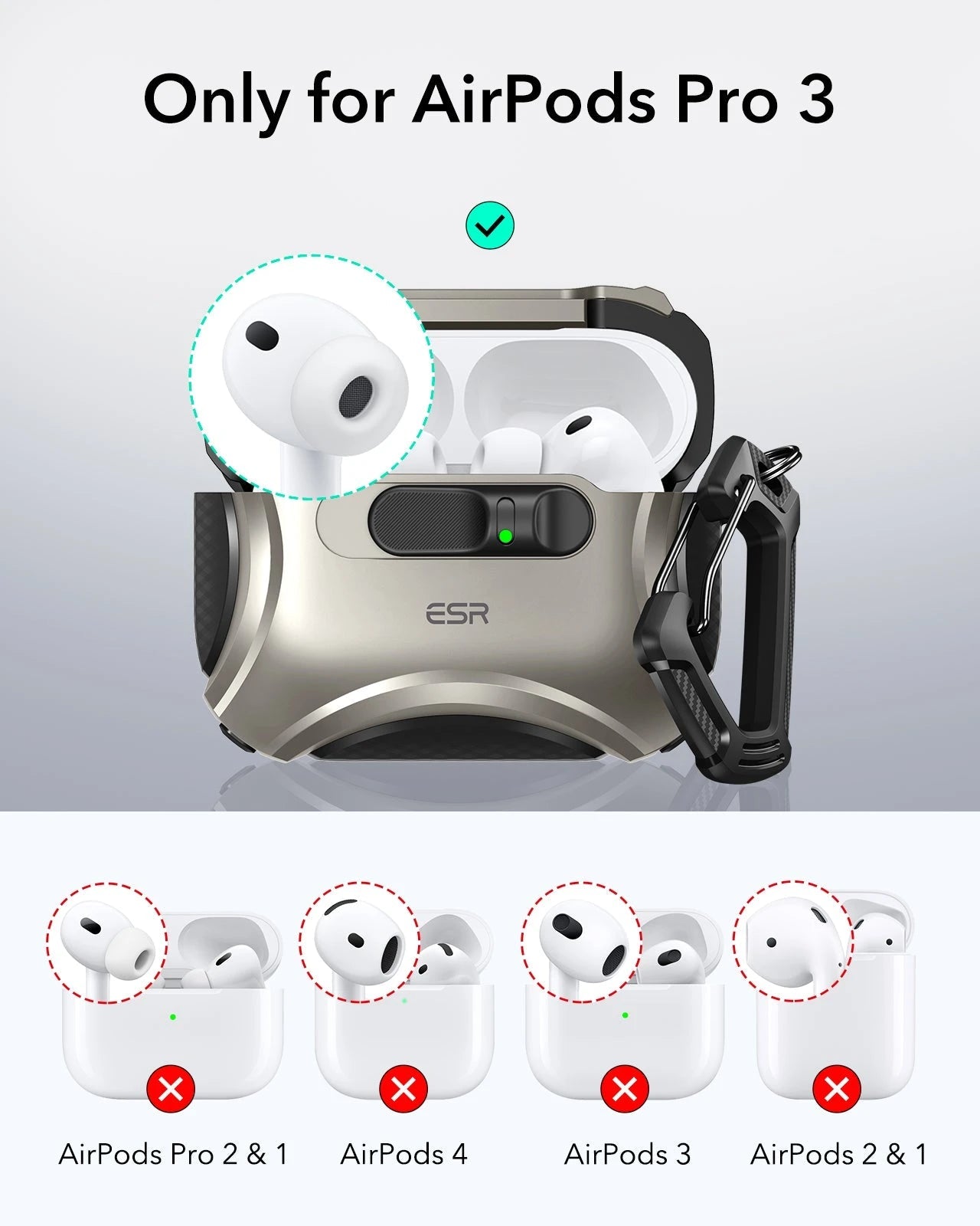 AirPods Pro 3 Dual Style Security Lock Bundle - Titanium & Black ESR ESR