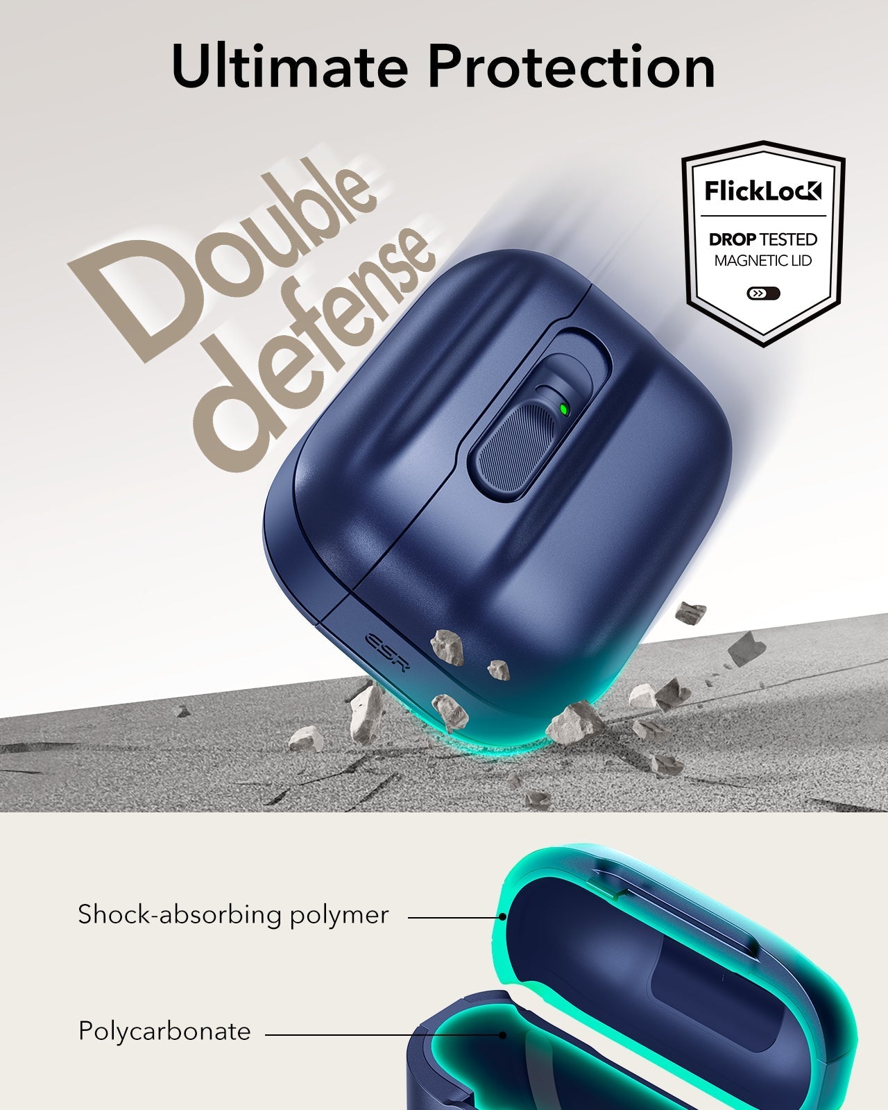 AirPods Pro 3 Pulse FlickLock Charging Case Cover Navy Blue ultimate protection