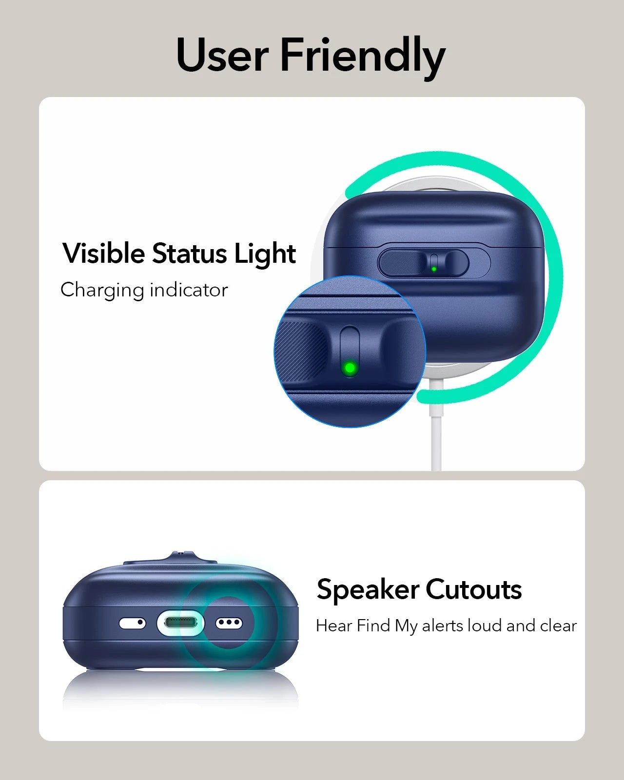 AirPods Pro 3 Pulse FlickLock Charging Case Cover Navy Blue user friendly