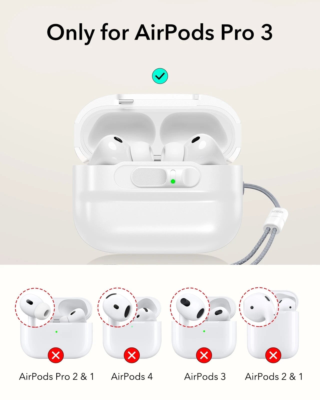 AirPods Pro 3 Pulse FlickLock Charging Case Cover White only for AirPods Pro 3