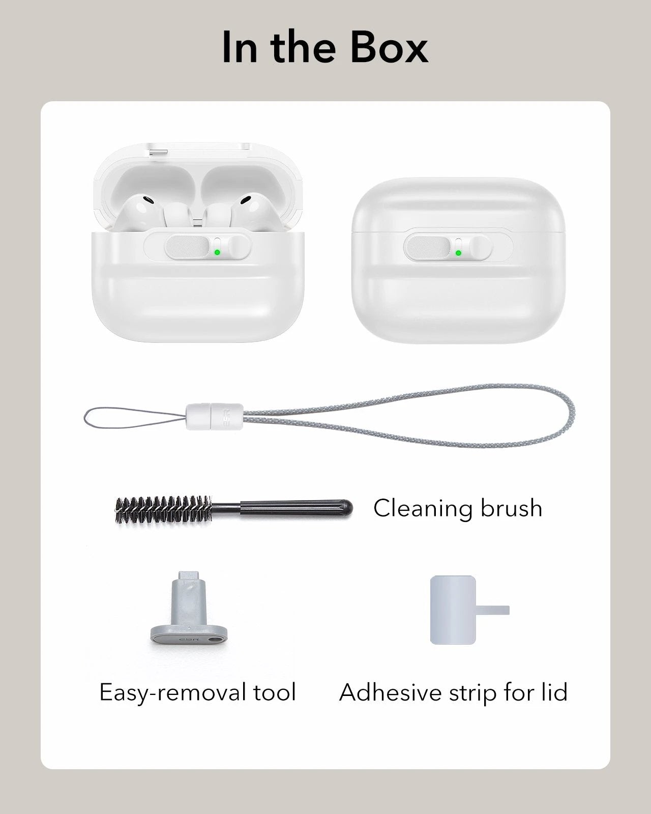 AirPods Pro 3 Pulse FlickLock Charging Case Cover White in the box