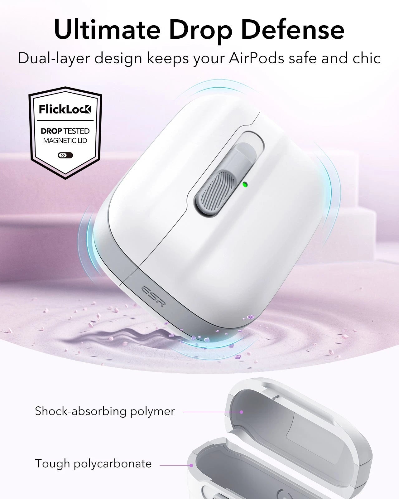 AirPods Pro (2023/2022/2019) Pulse FlickLock Case (HaloLock) - White ESR ESR
