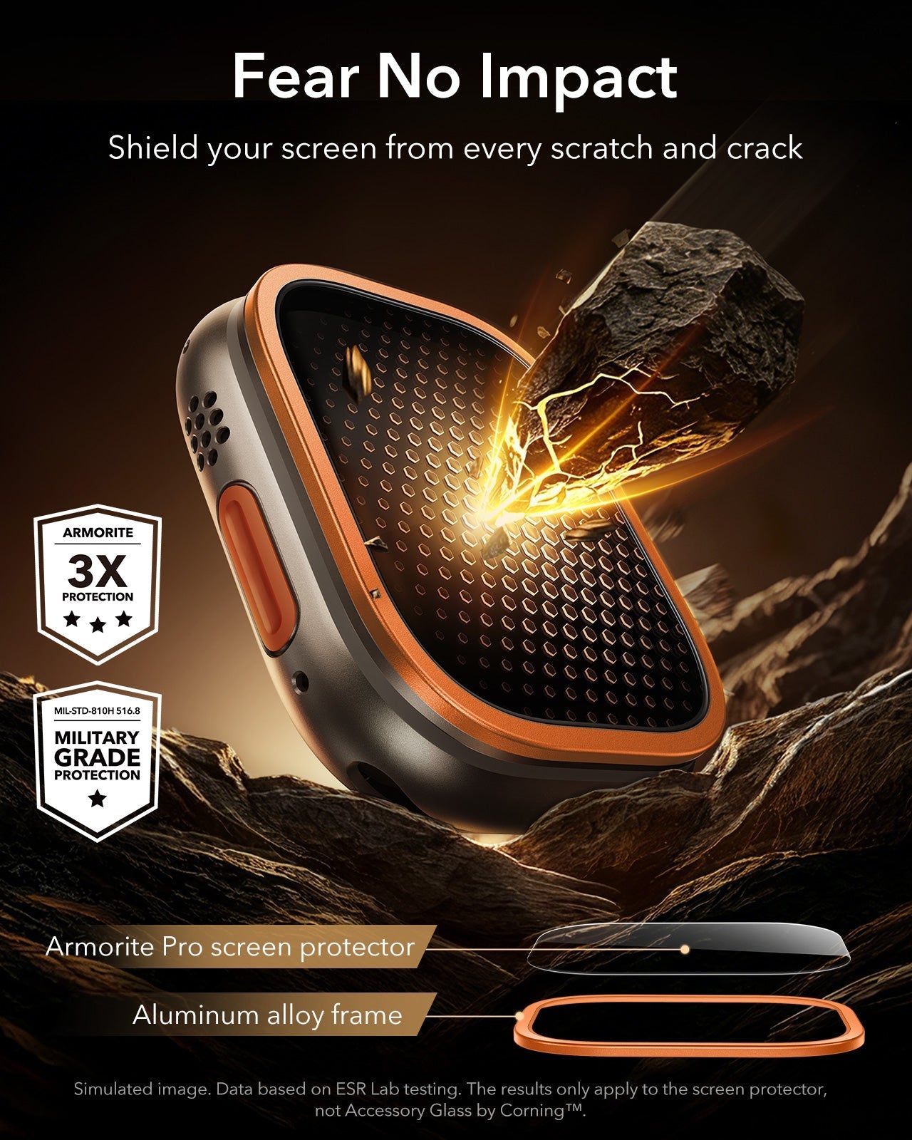 Apple Watch Ultra 3 Armorite® Pro Screen Protector (Bezel) - Orange ESR ESR