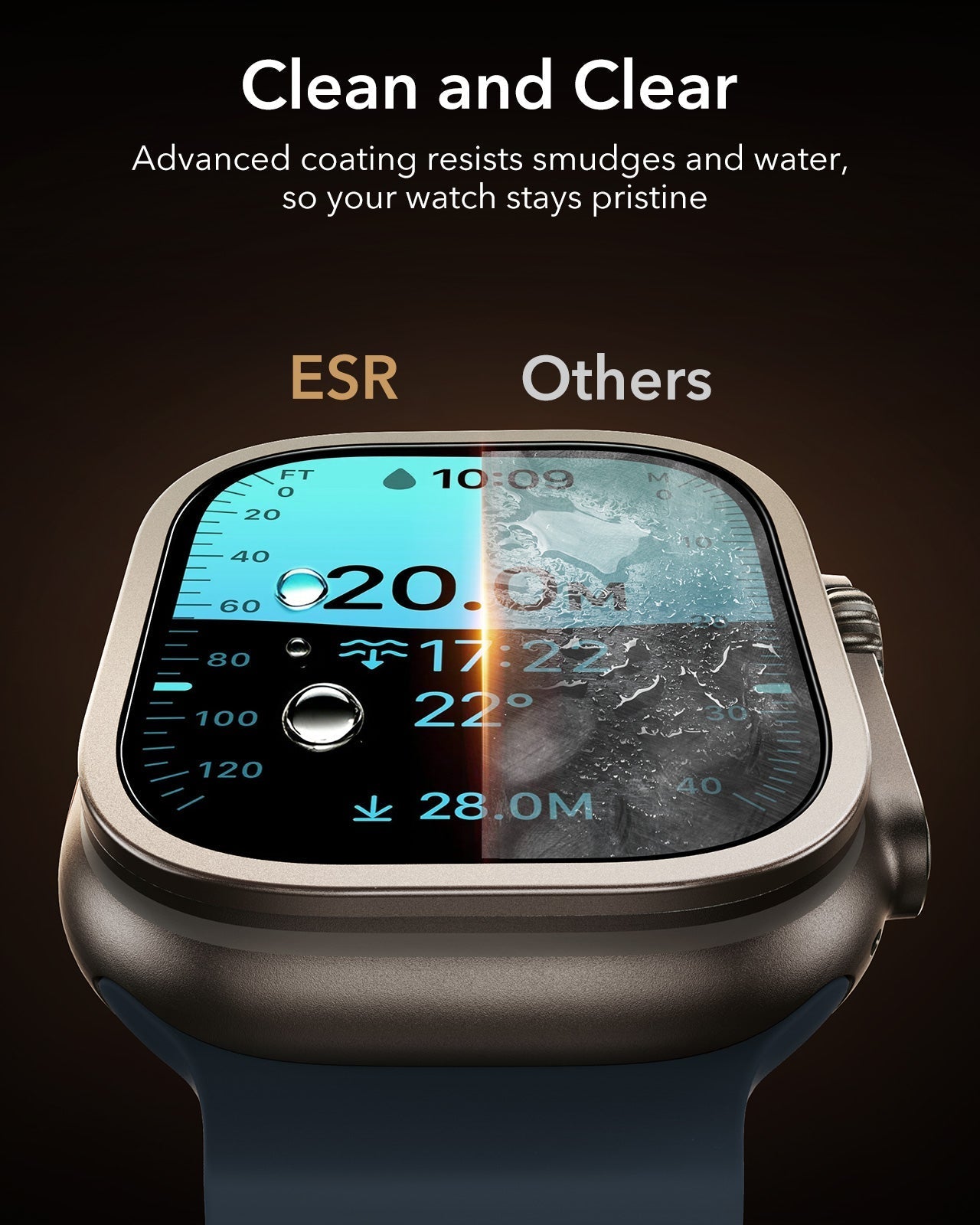 Apple Watch Ultra 3 Armorite® Pro Screen Protector (Bezel) - Titanium / Black ESR ESR