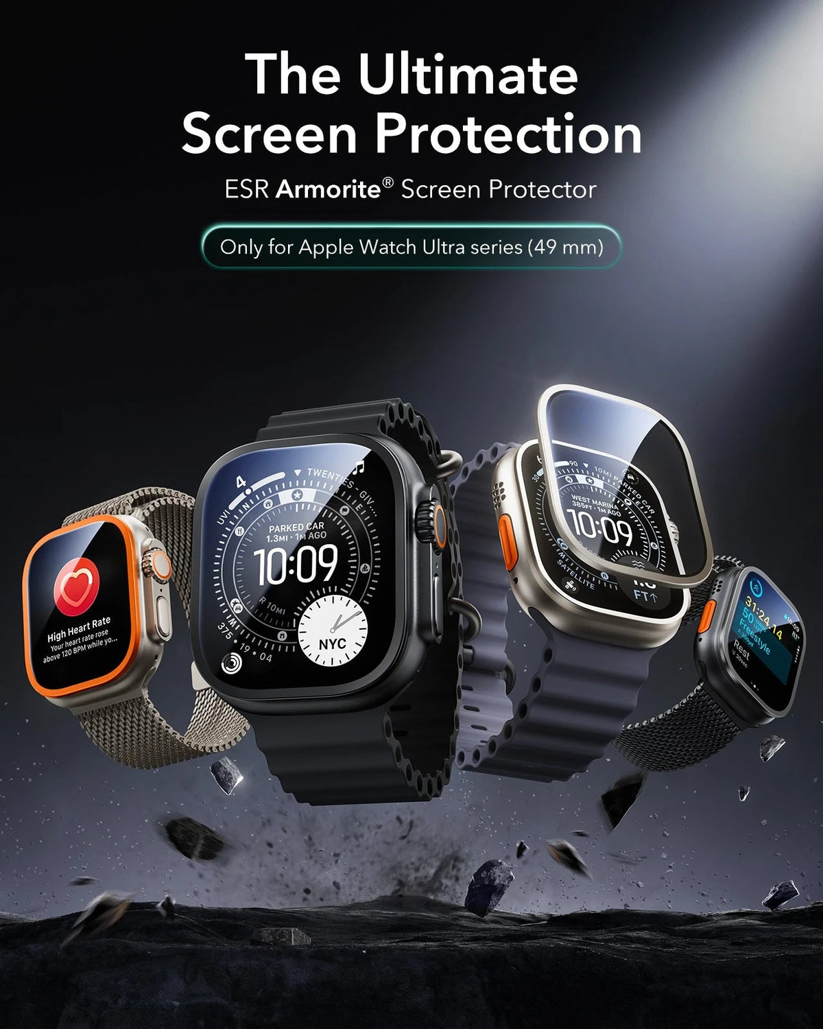 Apple Watch Ultra 4 Armorite Screen Protector (Bezel) - Titanium ESR ESR