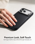 ESR Black Leather iPhone 17 Pro Max Magsafe Case with Stand Premium Look, Soft Touch