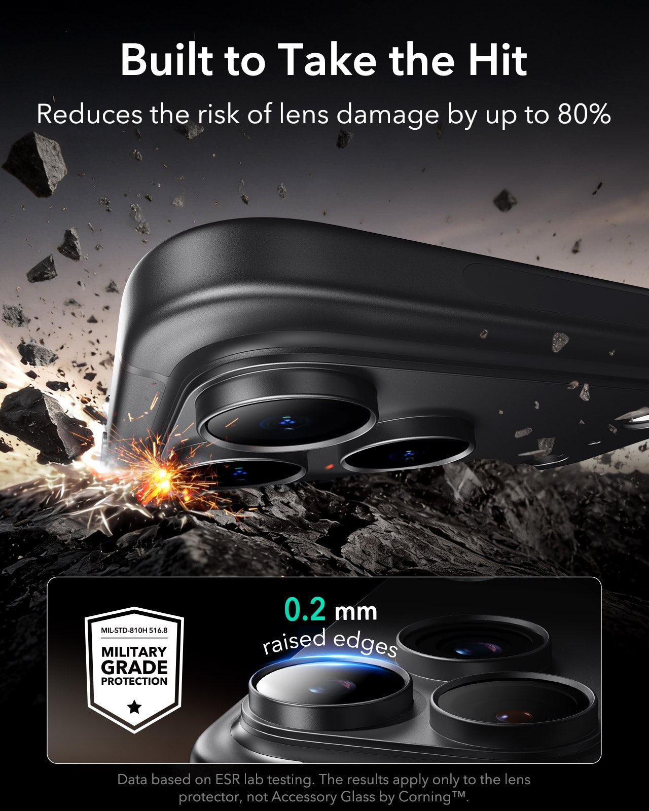 ESR Black iPhone 18 Pro Corning Glass Camera Lens Protector Built to Take the Hit