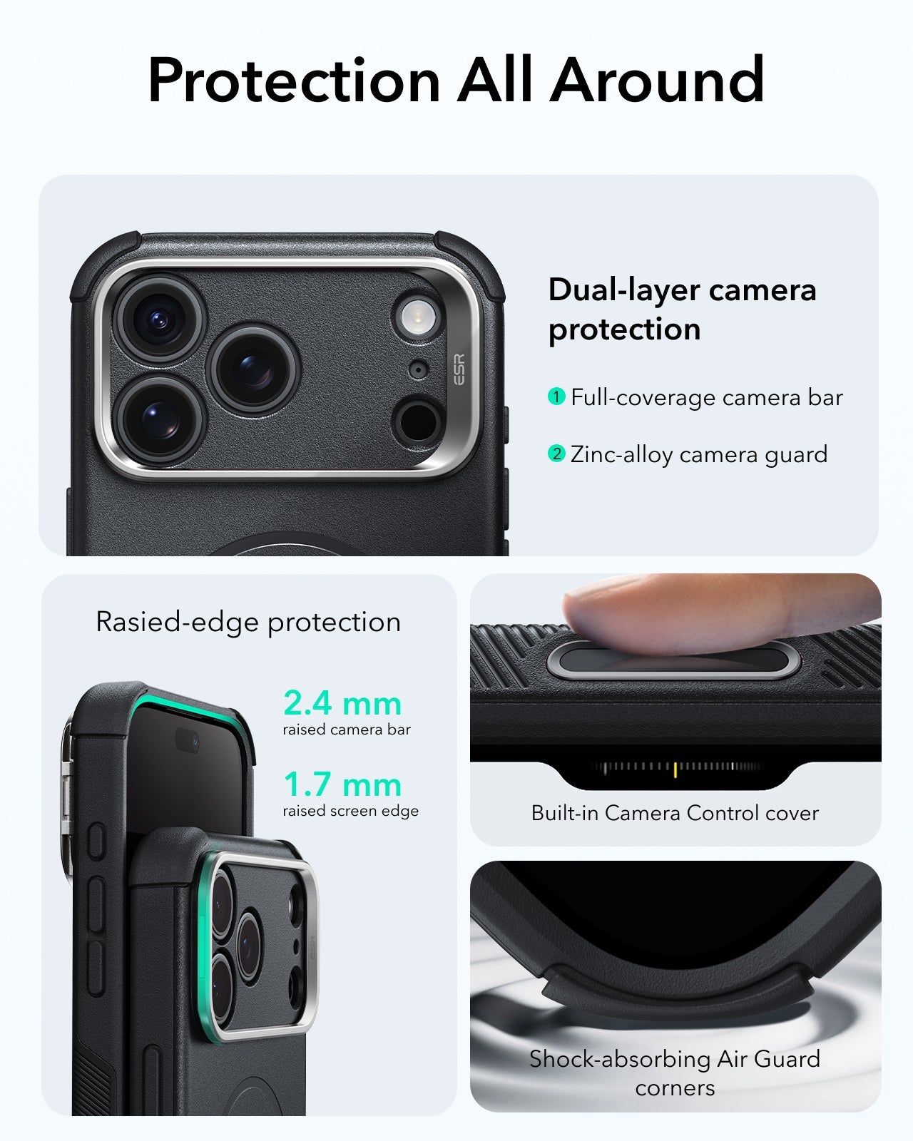 ESR Black iPhone 18 Pro Tough Phone Case Magsafe with Stand Protection All Around