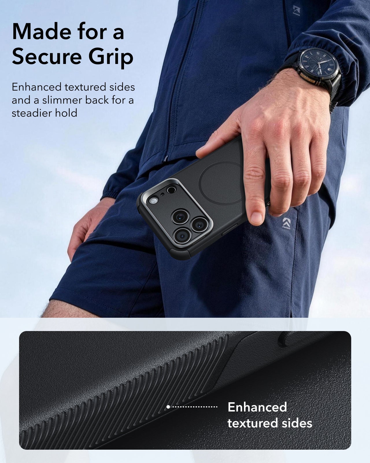 ESR Black iPhone 18 Pro Tough Phone Case Magsafe with Stand Made for a Secure Grip