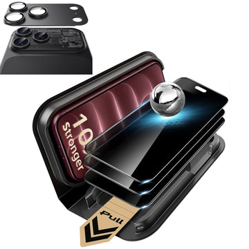 Black iPhone 18 Pro Max Corning Glass Privacy Screen Protector with Full Coverage Camera Lens Protector
