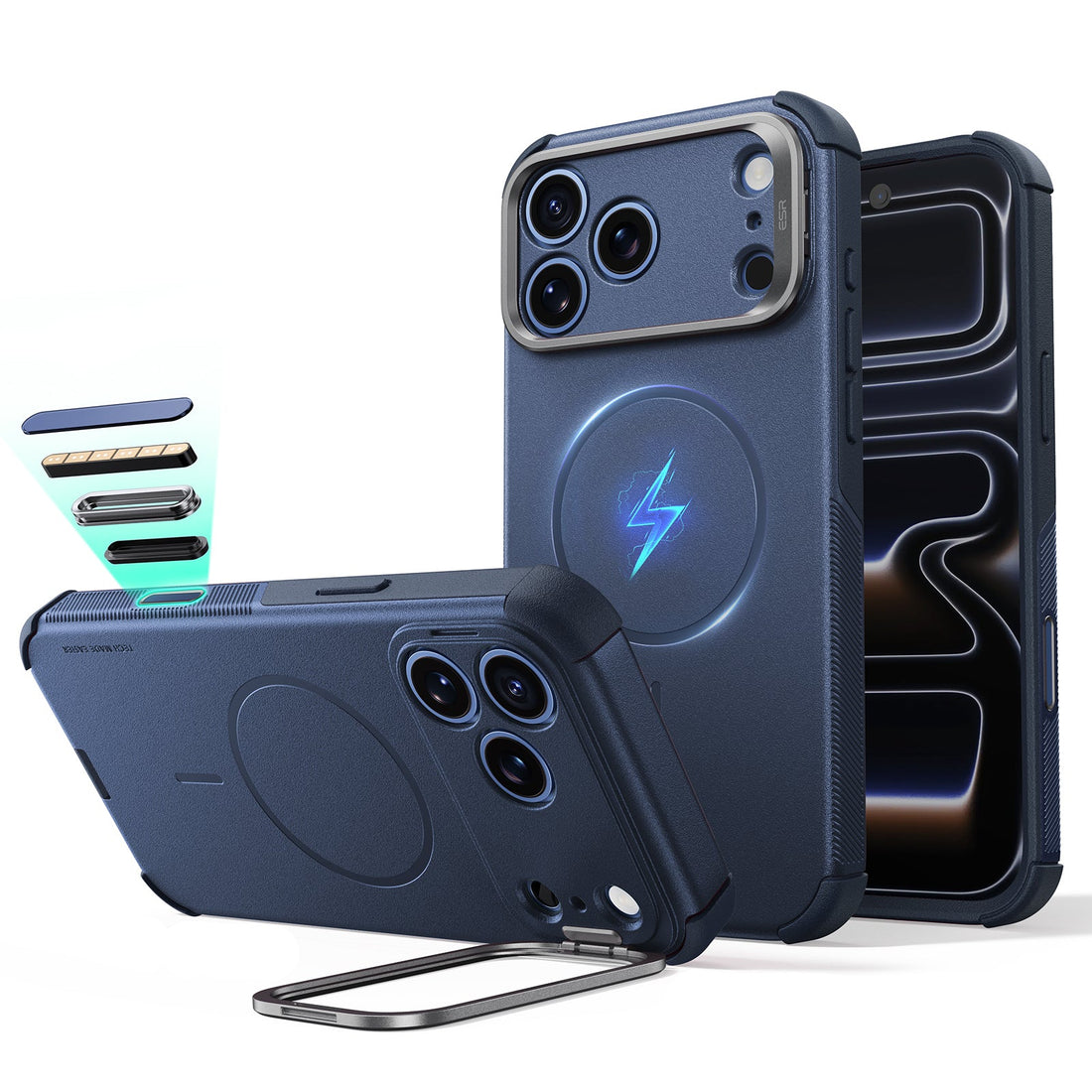 Navy Blue iPhone 18 Pro Max Tough Phone Case Magsafe with Stand