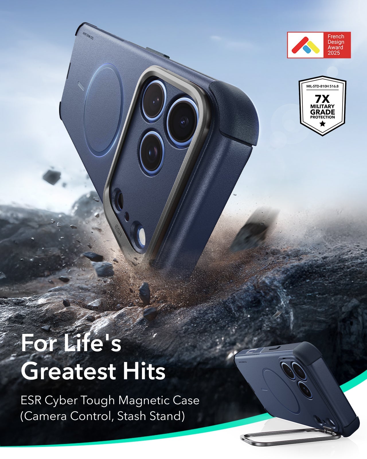 ESR Navy Blue iPhone 18 Pro Max Tough  Phone Case Magsafe with Stand 
For Life's Greatest Hits
