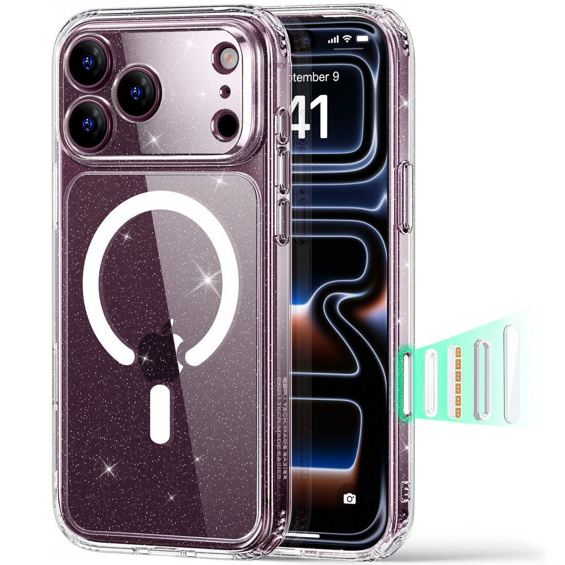 ESR Clear Shimmer iPhone 18 Pro Magsafe Slim Phone Case