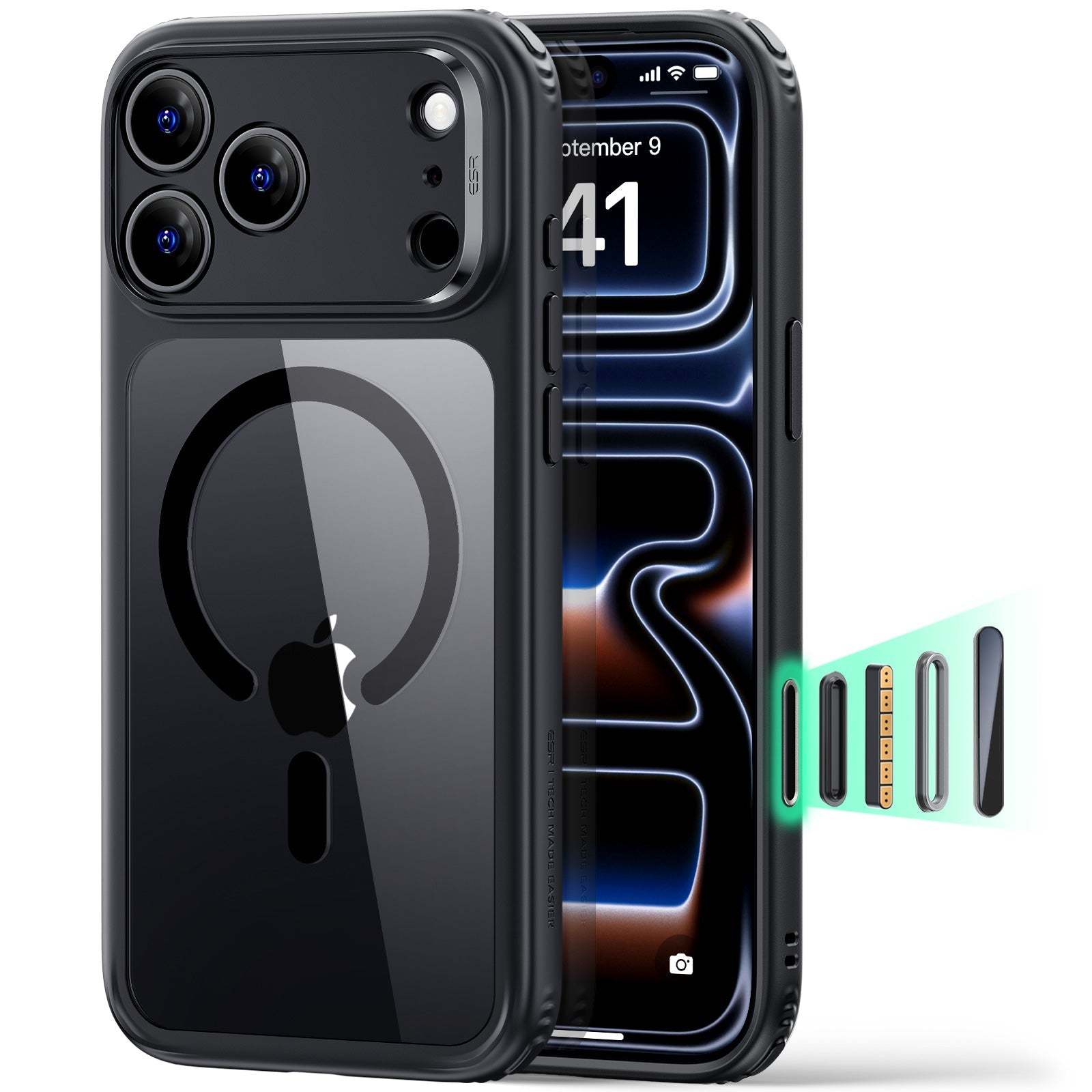 ESR Clear Black iPhone 18 Pro Magsafe Slim Phone Case