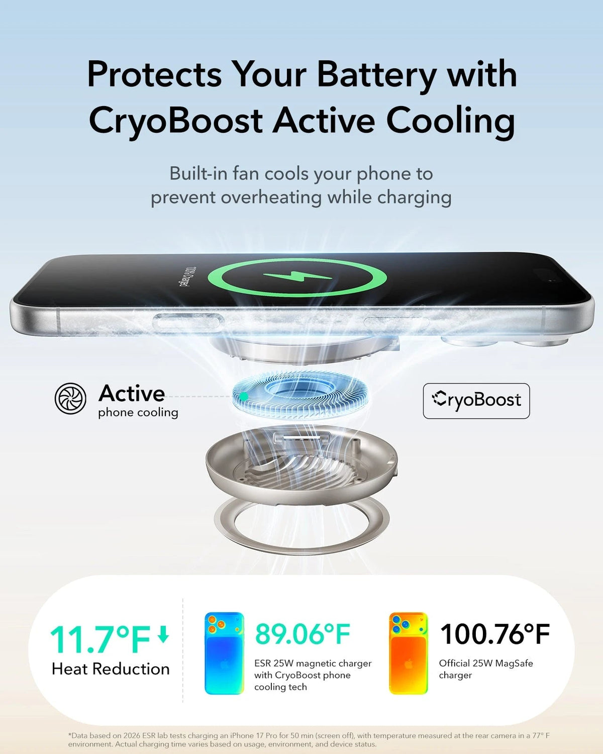 Cyclone 25W Magnetic Charging Pad with CryoBoost - Silver - 1 Set ESR ESR