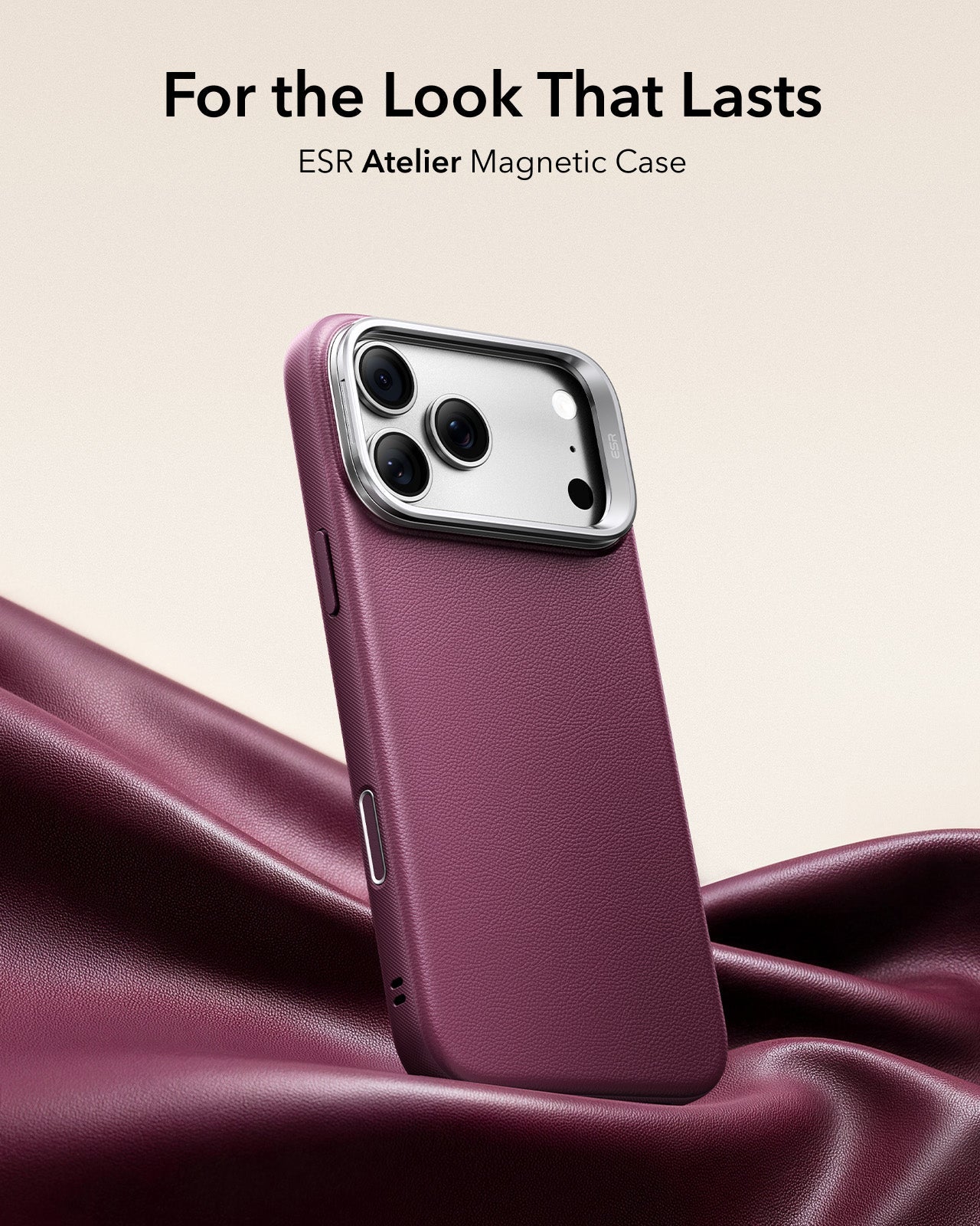 ESR Deep Burgundy Leather iPhone 17 Pro Max Magsafe Case with Stand For the Look That Lasts
