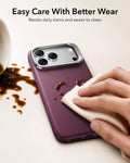 ESR Deep Burgundy Leather iPhone 18 Pro Max Magsafe Case with Stand Easy Care With Better Wear
