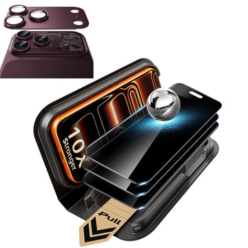 Deep Burgundy iPhone 18 Pro Corning Glass Privacy Screen Protector with Full Coverage Camera Lens Protector