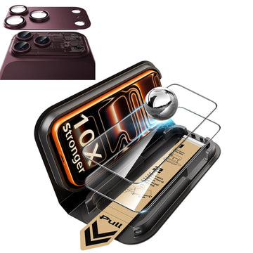 Deep Burgundy iPhone 18 Pro Corning Glass Screen Protector with Full Coverage Camera Lens Protector