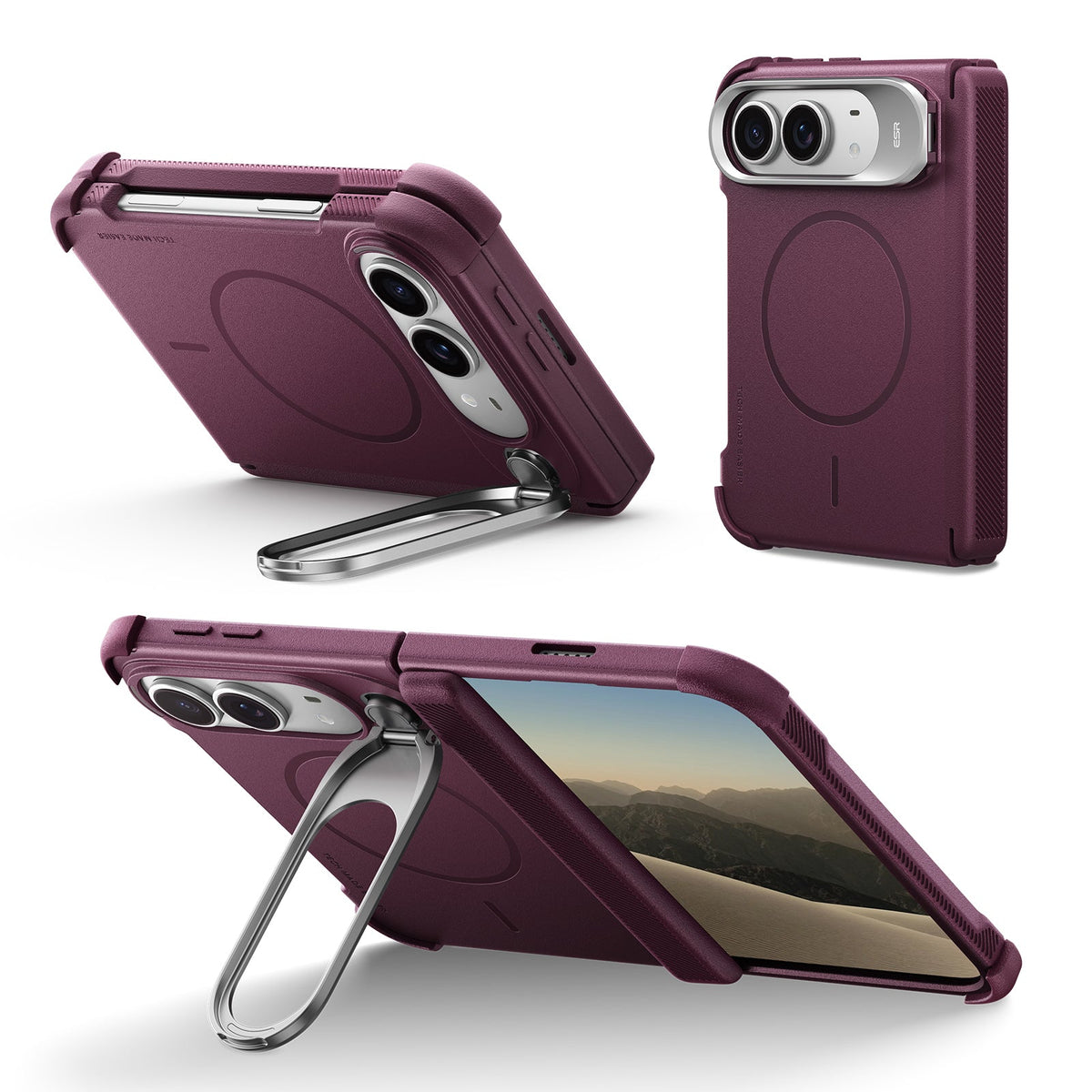 Deep Burgundy iPhone Duo Tough Phone Case Magsafe with Stand