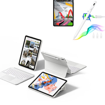 iPad Air 13" (M2) 2024 Shift Keyboard Case (Detachable) With Pencil Bundle-US Layout - White