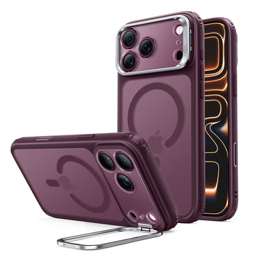 Frosted Deep Burgundy Blue iPhone 18 Pro Magsafe Slim Phone Case with Stand
