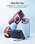 ESR Frosted Deep Burgundy Blue iPhone 18 Pro Magsafe Slim Phone Case with Stand Hue Do You