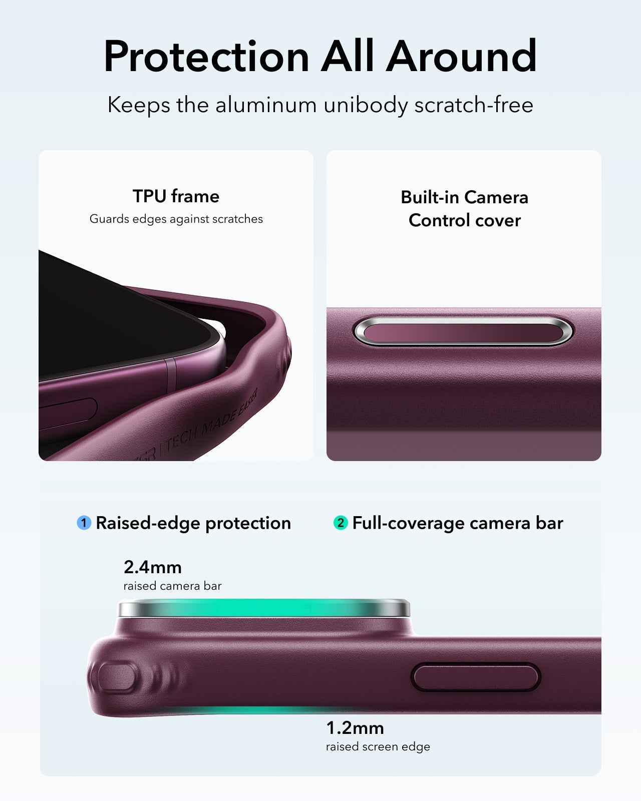 ESR Frosted Deep Burgundy Blue iPhone 18 Pro Magsafe Slim Phone Case with Stand Protection All Around
