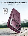 ESR Frosted Deep Burgundy iPhone 18 Pro Max Magsafe Slim Phone Case with Stand 4x Military-Grade Protection