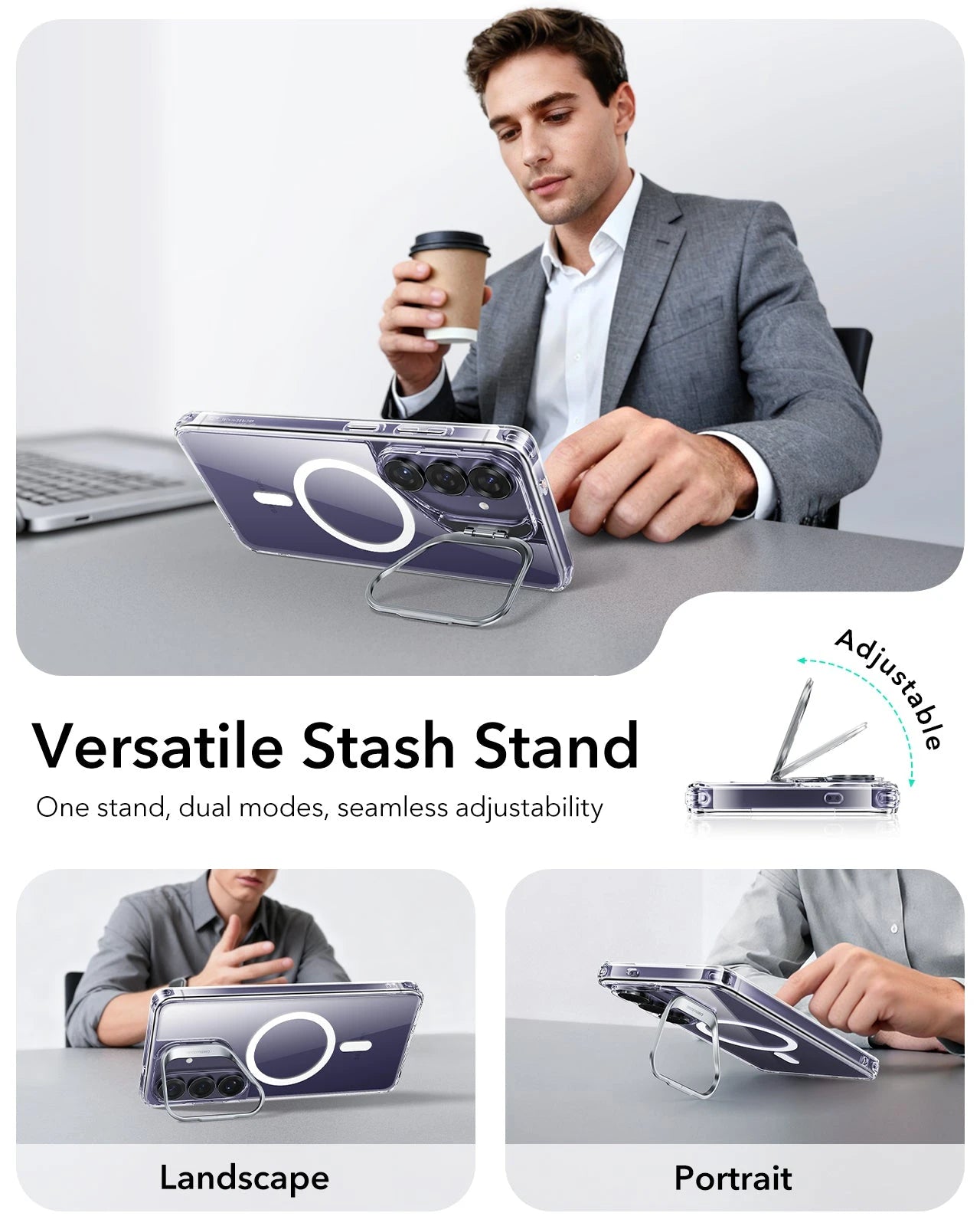 Samsung Galaxy S26 Ultra Classic Hybrid Magsafe Case with Stand Clear Versatile Stash Stand