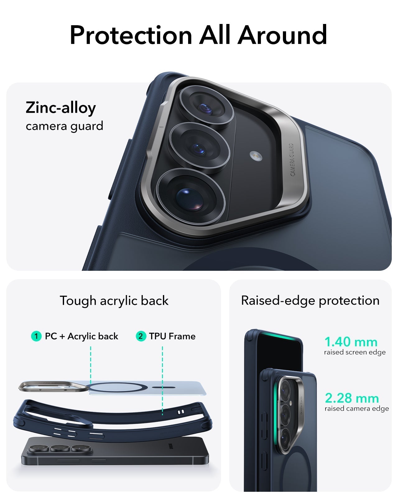 ESR Samsung Galaxy S26 Ultra Classic Hybrid Magsafe Case with Stand Frosted Blue Protection All Around