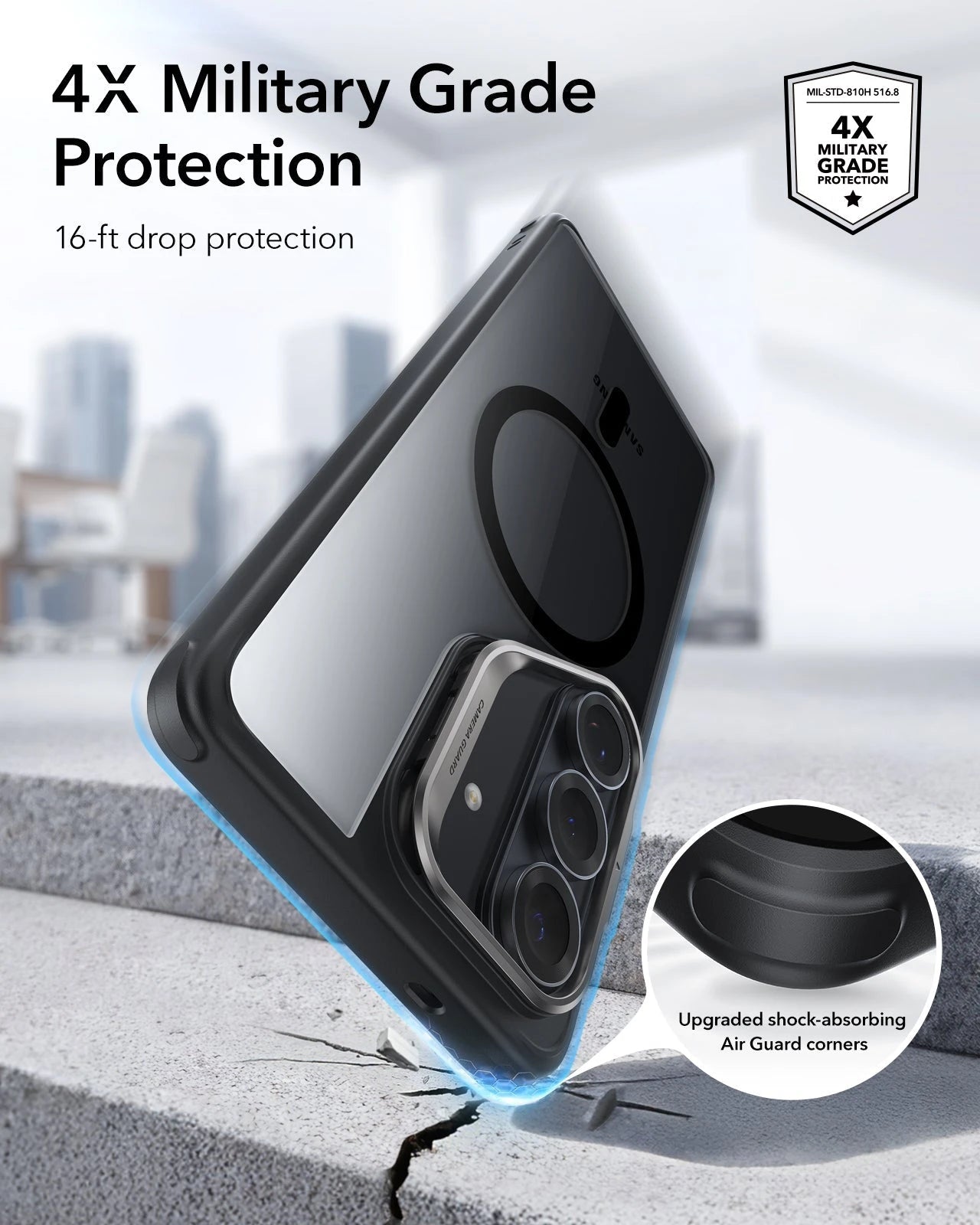 ESR Samsung Galaxy S26 Plus Classic Hybrid Magsafe Case with Stand Clear Black 4X Military Grade Protection