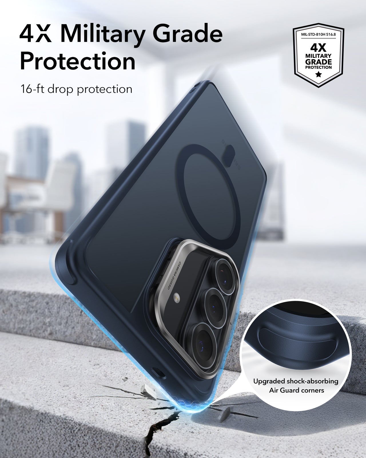 ESR Samsung Galaxy S26 Plus Classic Hybrid Magsafe Case with Stand Frosted Blue 4X Military Grade Protection