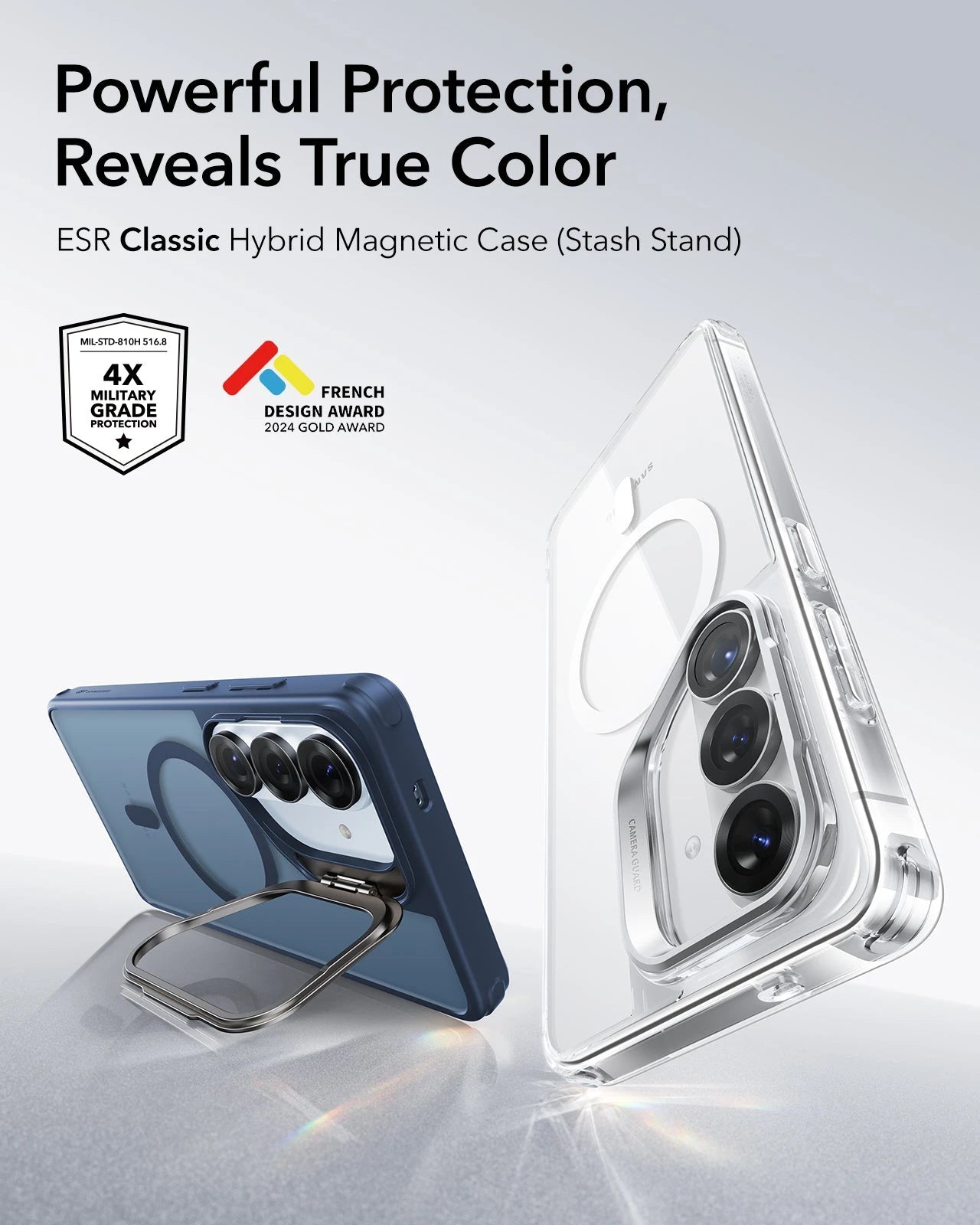ESR Samsung Galaxy S26 Plus Classic Hybrid Magsafe Case with Stand Frosted Blue Powerful Protection ，Reveals True Color